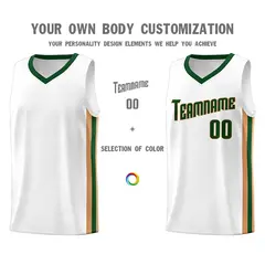 White Green-Khaki Classic Tank Top Basketball Jersey 3