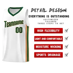 White Green-Khaki Classic Tank Top Basketball Jersey 4