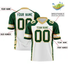 White Green Khaki Raglan Side Pattern Football Jersey 2