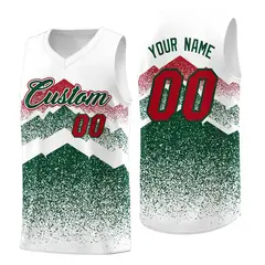 White Green Mountain Fade Gradient Fashion Basketball Jersey 1