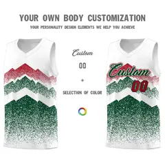 White Green Mountain Fade Gradient Fashion Basketball Jersey 3