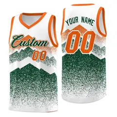 White Green Mountain Fade Gradient Fashion Basketball Jersey 1