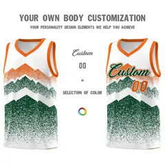 White Green Mountain Fade Gradient Fashion Basketball Jersey 3