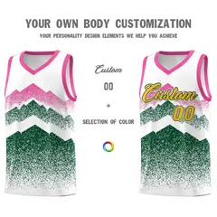 White Green Mountain Fade Gradient Fashion Basketball Jersey 3