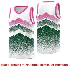 White Green Mountain Fade Gradient Fashion Basketball Jersey 6