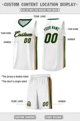 White Green-Old Gold Classic Basketball Jersey Set 2
