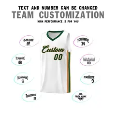 White Green-Old Gold Classic Basketball Jersey Set 4