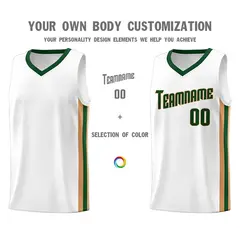White Green-Old Gold Classic Basketball Jersey Set 3