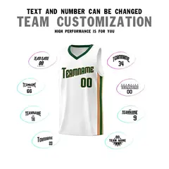 White Green-Old Gold Classic Basketball Jersey Set 4