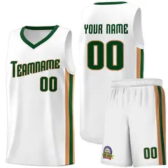 White Green-Old Gold Classic Basketball Jersey Set