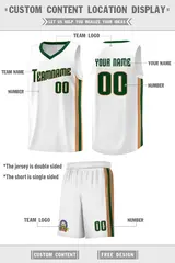 White Green-Old Gold Classic Basketball Jersey Set 2
