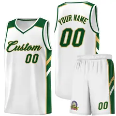 White Green-Old Gold Classic Basketball Jersey Set