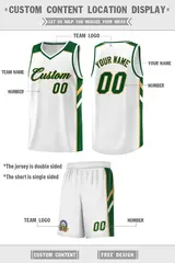 White Green-Old Gold Classic Basketball Jersey Set 2