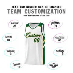 White Green-Old Gold Classic Basketball Jersey Set 4
