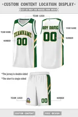 White Green-Old Gold Classic Basketball Jersey Set 2