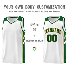 White Green-Old Gold Classic Basketball Jersey Set 3