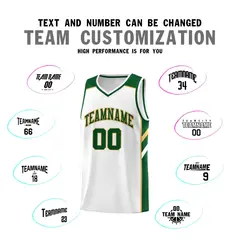 White Green-Old Gold Classic Basketball Jersey Set 4