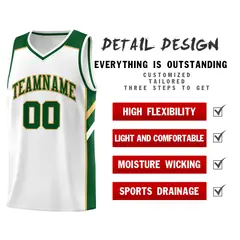 White Green-Old Gold Classic Basketball Jersey Set 5