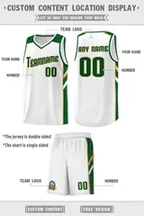 White Green-Old Gold Classic Basketball Jersey Set 2