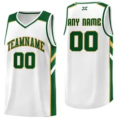 White Green-Old Gold Classic Mesh Sport Basketball Jersey