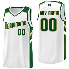 White Green-Old Gold Classic Mesh Sport Basketball Jersey
