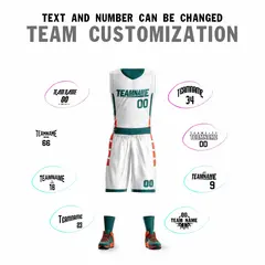 White Green-Orange Double Side Sets Basketball Jersey 2