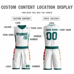 White Green-Orange Double Side Sets Basketball Jersey 3