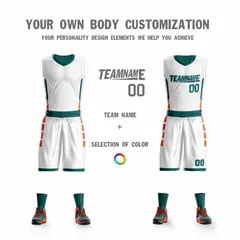 White Green-Orange Double Side Sets Basketball Jersey 4