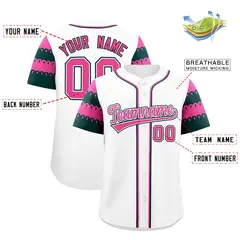 White Green Pink Sleeve Flag Lace Baseball Jersey 2