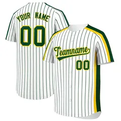 White Green Pinstripe Two-tone Side Baseball Jersey