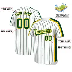 White Green Pinstripe Two-tone Side Baseball Jersey 2