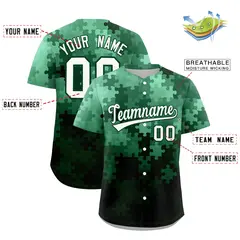 White Green Puzzle Elements Baseball Jersey 2