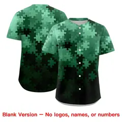 White Green Puzzle Elements Baseball Jersey 7