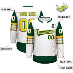White Green Raglan Round-Neck Hockey Jersey 2