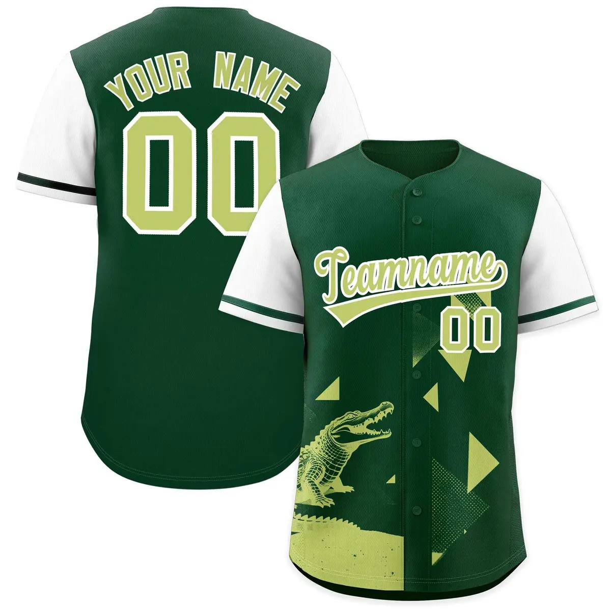 White Green Raptor Series Raglan Baseball Jersey