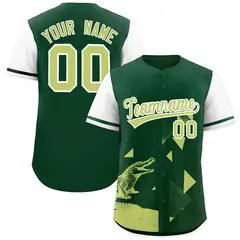 White Green Raptor Series Raglan Baseball Jersey