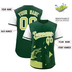 White Green Raptor Series Raglan Baseball Jersey 2