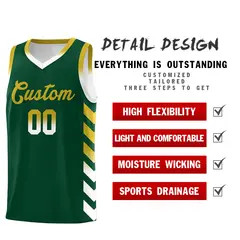 White Green Reversible Basketball Kits - Side Arrow Green Old Gold Gradient 3