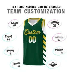 White Green Reversible Basketball Kits - Side Arrow Green Old Gold Gradient 4