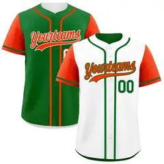 White Green Reversible Raglan Sleeves Baseball Jersey 1
