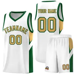 White Green Side Design Basketball Sports Uniform Jersey 1