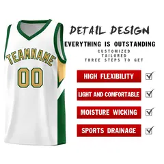 White Green Side Design Basketball Sports Uniform Jersey 2