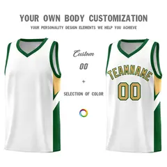 White Green Side Design Basketball Sports Uniform Jersey 3