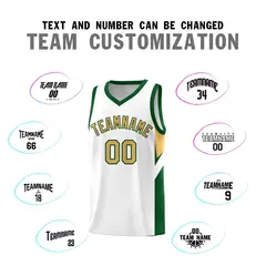 White Green Side Design Basketball Sports Uniform Jersey 4