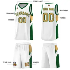 White Green Side Design Basketball Sports Uniform Jersey 5