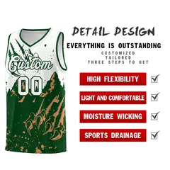 White Green Snow Mountain Beast Pattern Basketball Jersey 2