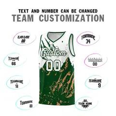 White Green Snow Mountain Beast Pattern Basketball Jersey 4