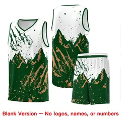 White Green Snow Mountain Beast Pattern Basketball Jersey 7