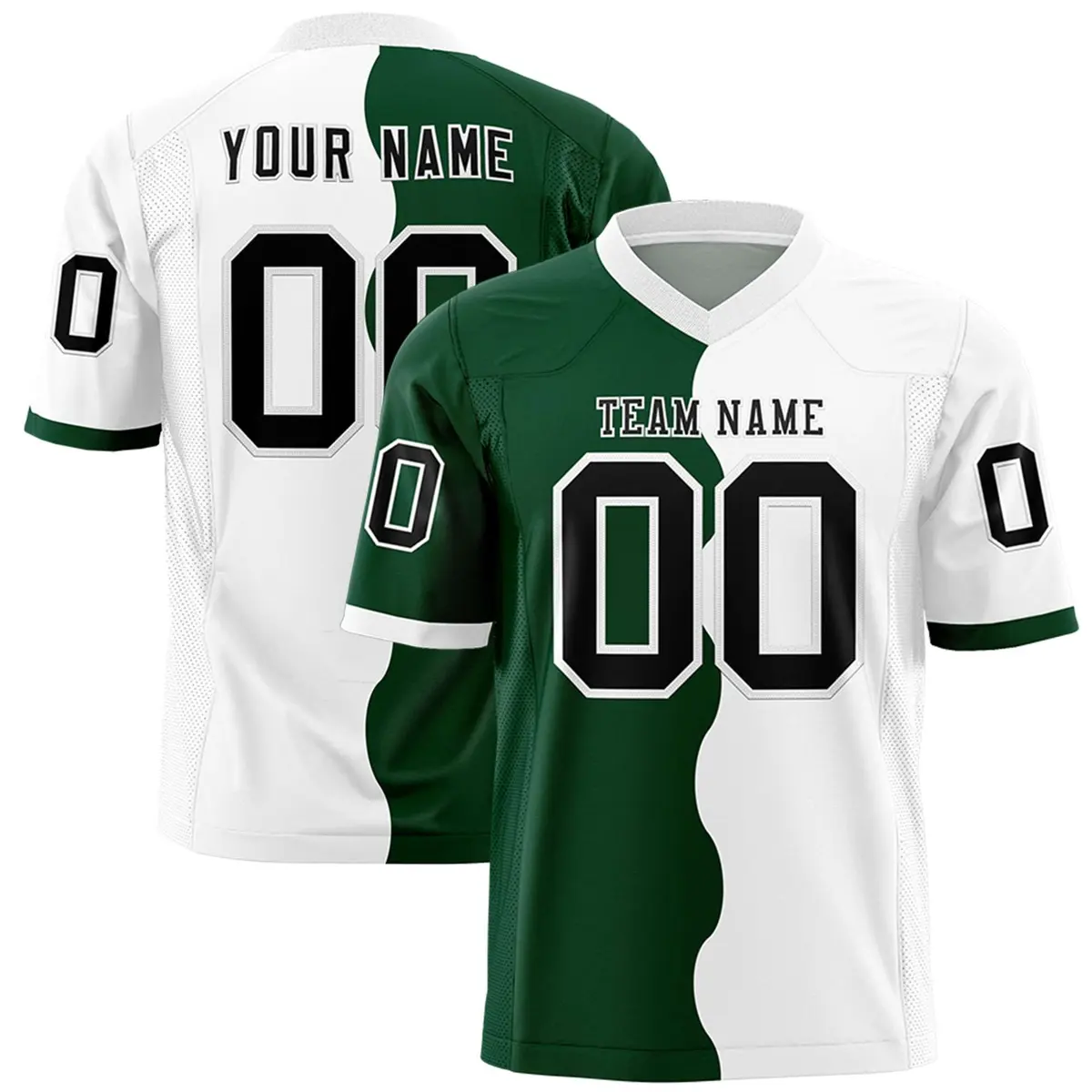 White Green Split Mesh Authentic Football Jersey