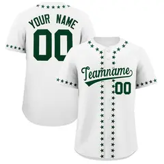 White Green Star Ribbing Authentic Baseball Jersey